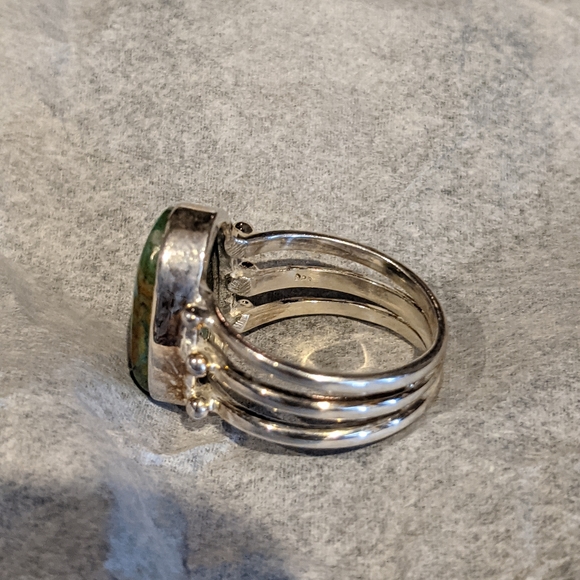 Green & Blue Opaline, 925 Ring, size 6.5 - Picture 7 of 11